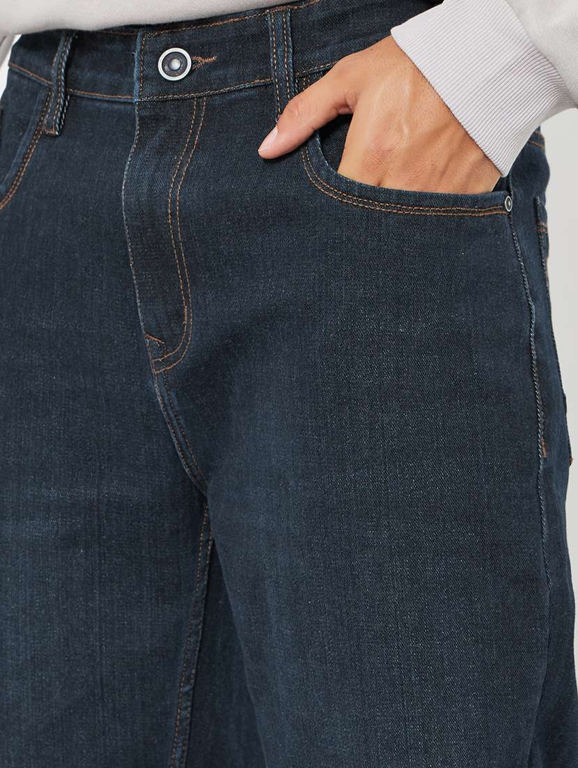 men plain mid rise full length tapered jeans - 22397960 -  Standard Image - 1