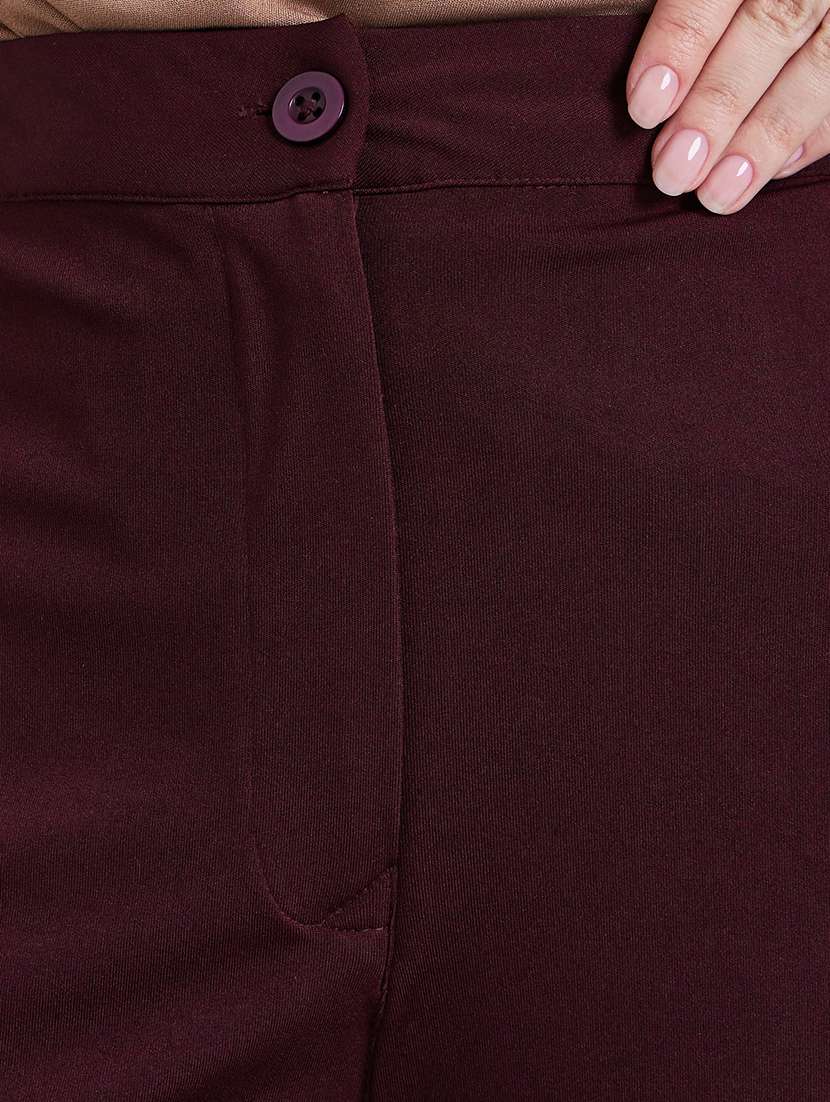 women solid highr rise wide leg trouser - 22397977 -  Standard Image - 1