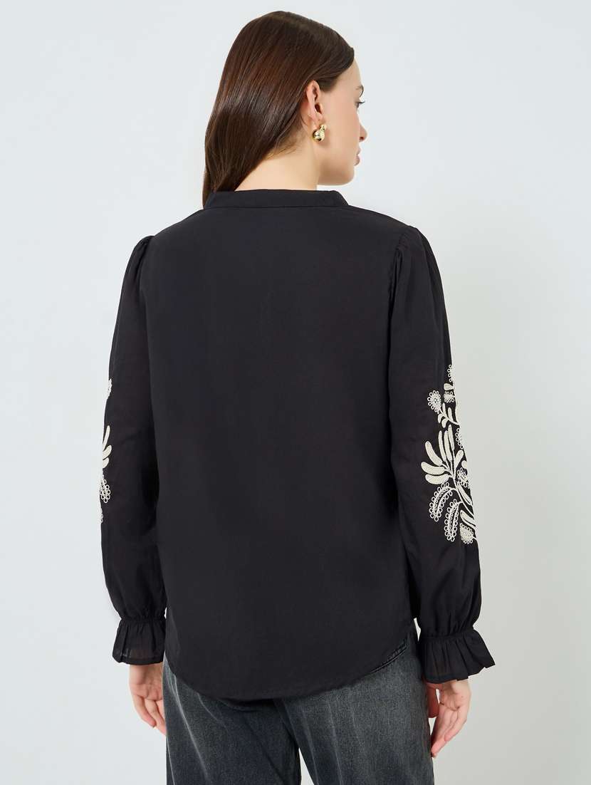 women embroidered puff sleeve regular top - 22397991 -  Standard Image - 1
