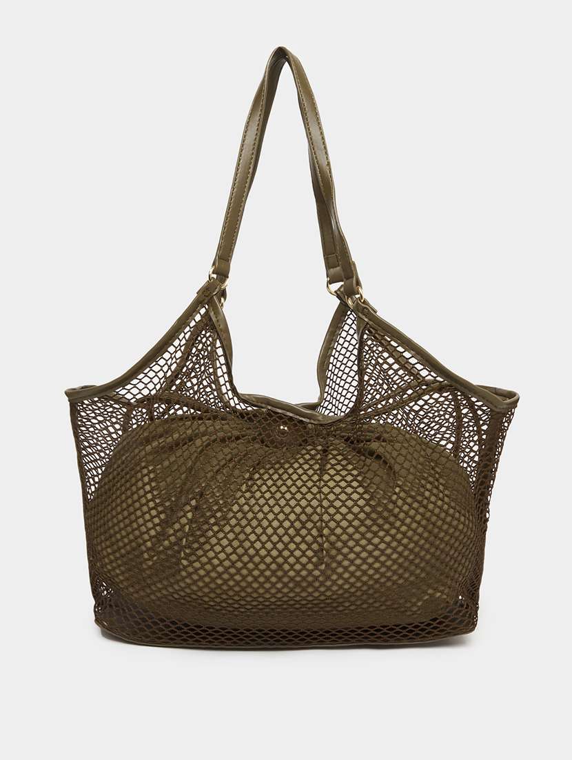 women olive solid net tote - 22397997 -  Standard Image - 1