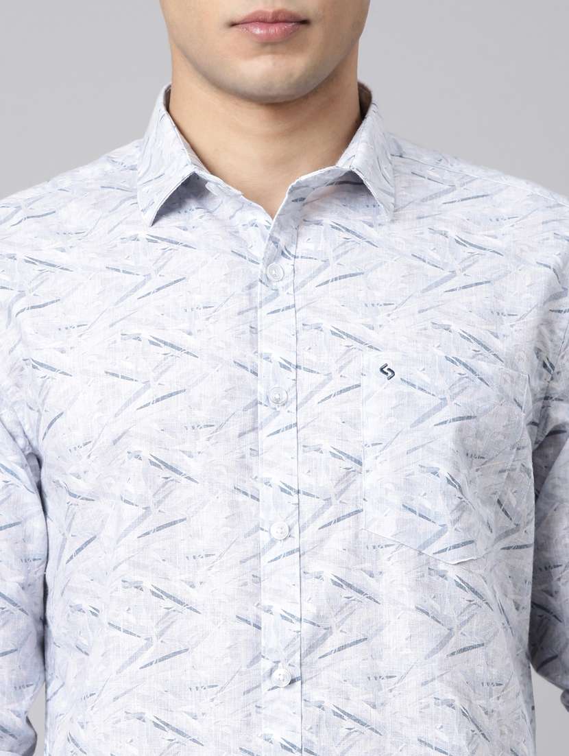 men printed long sleeve slim fit casual shirt - 22398052 -  Standard Image - 1