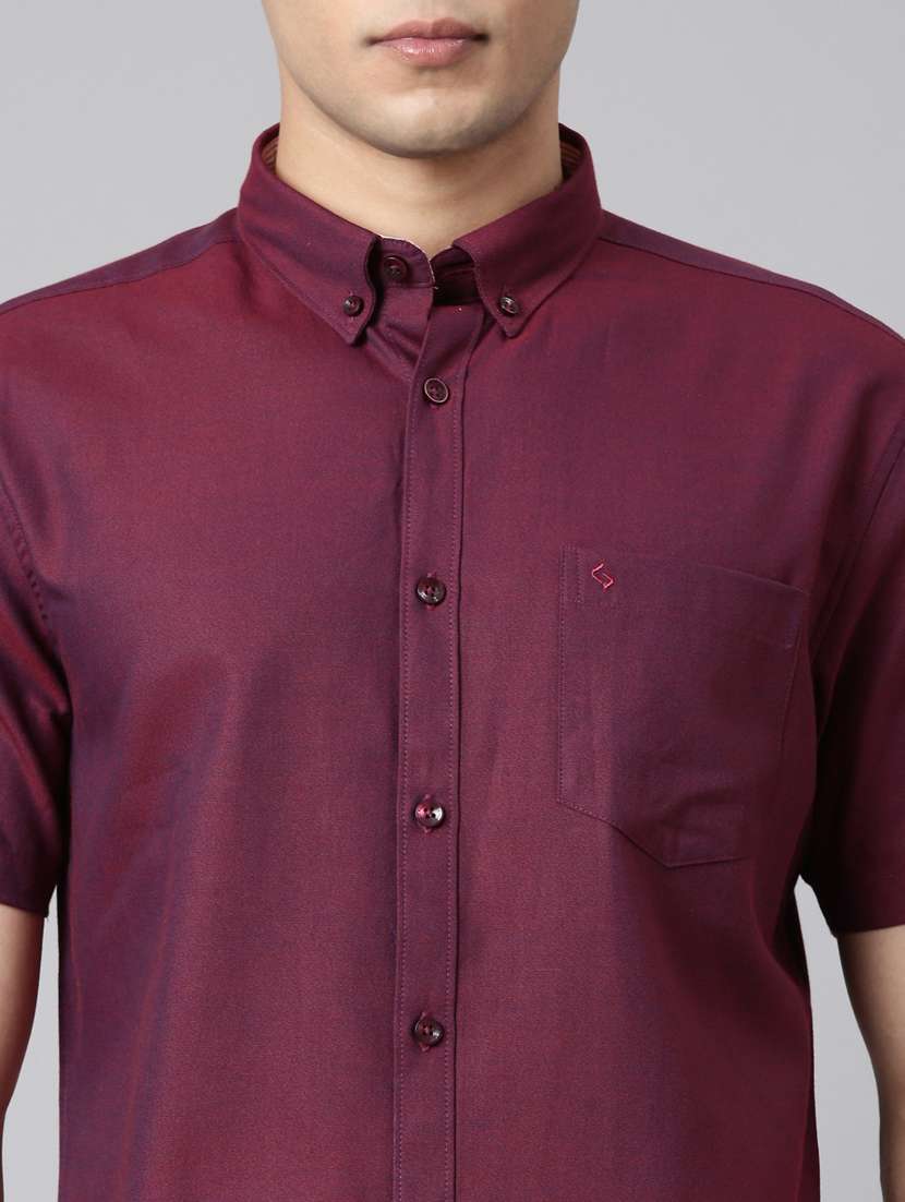 men solid short sleeve slim fit casual shirt - 22398055 -  Standard Image - 1