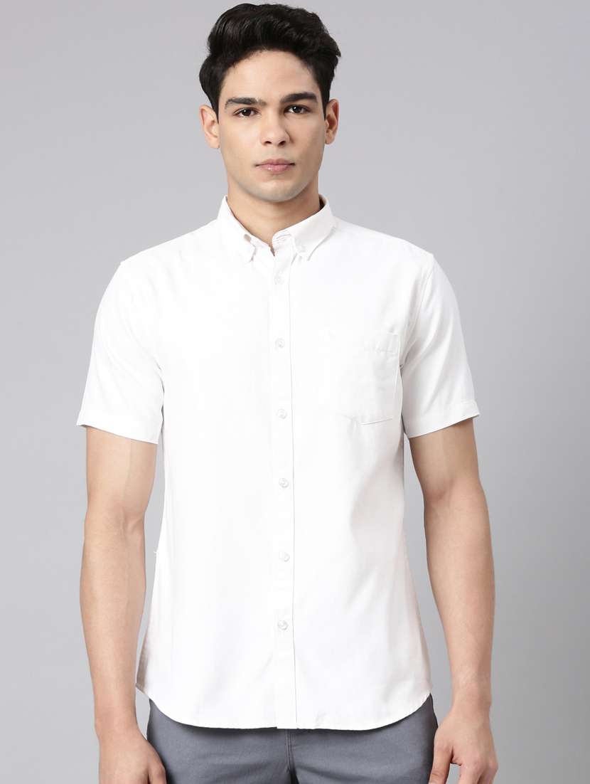 men solid short sleeve slim fit casual shirt
