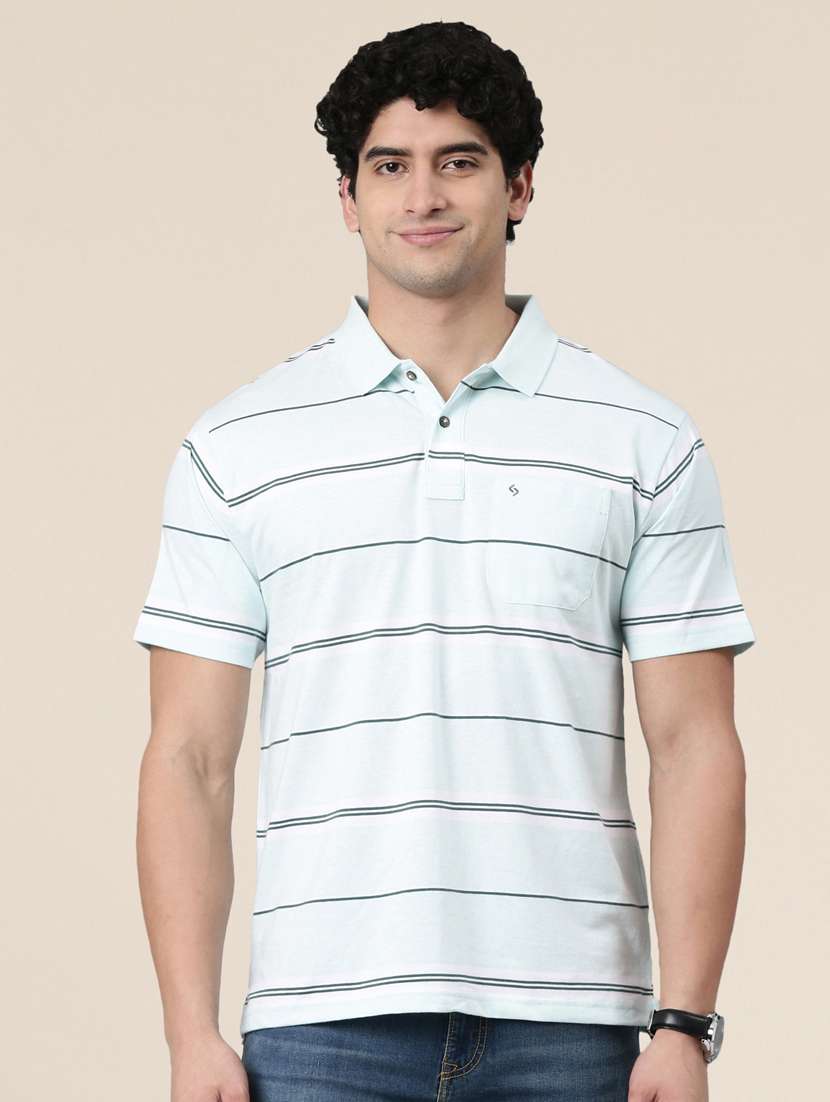 men striped short sleeve regular fit polo t-shirt