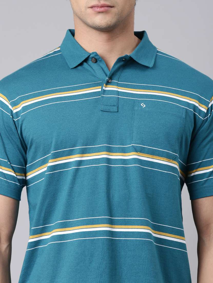men striped short sleeve regular fit polo t-shirt - 22398086 -  Standard Image - 1