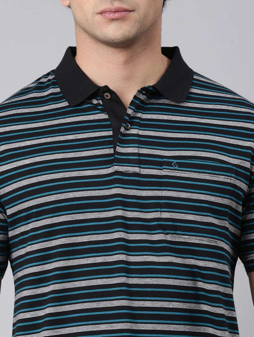 Men Striped Short Sleeve Regular Fit Polo T-shirt - 22398090 -  Standard Image - 1