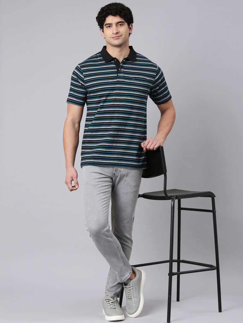 Men Striped Short Sleeve Regular Fit Polo T-shirt - 22398090 -  Standard Image - 4