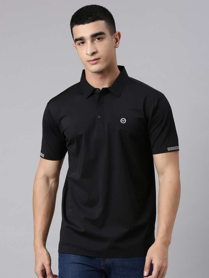 men solid short sleeve slim fit polo t-shirt