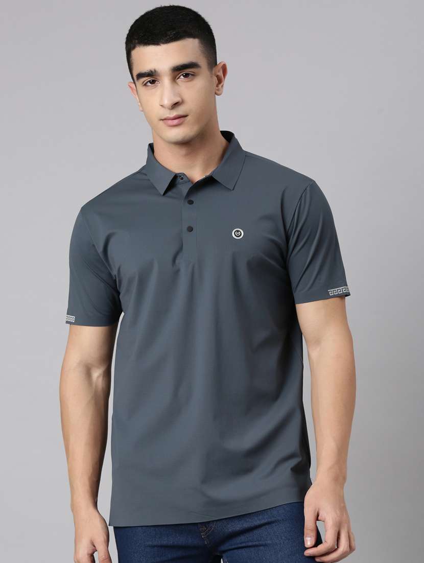 men solid short sleeve slim fit polo t-shirt