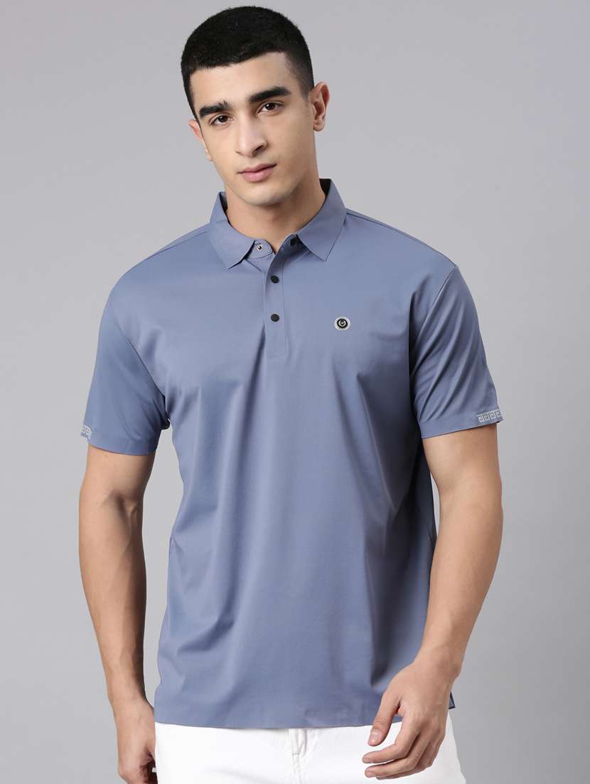 men solid short sleeve slim fit polo t-shirt