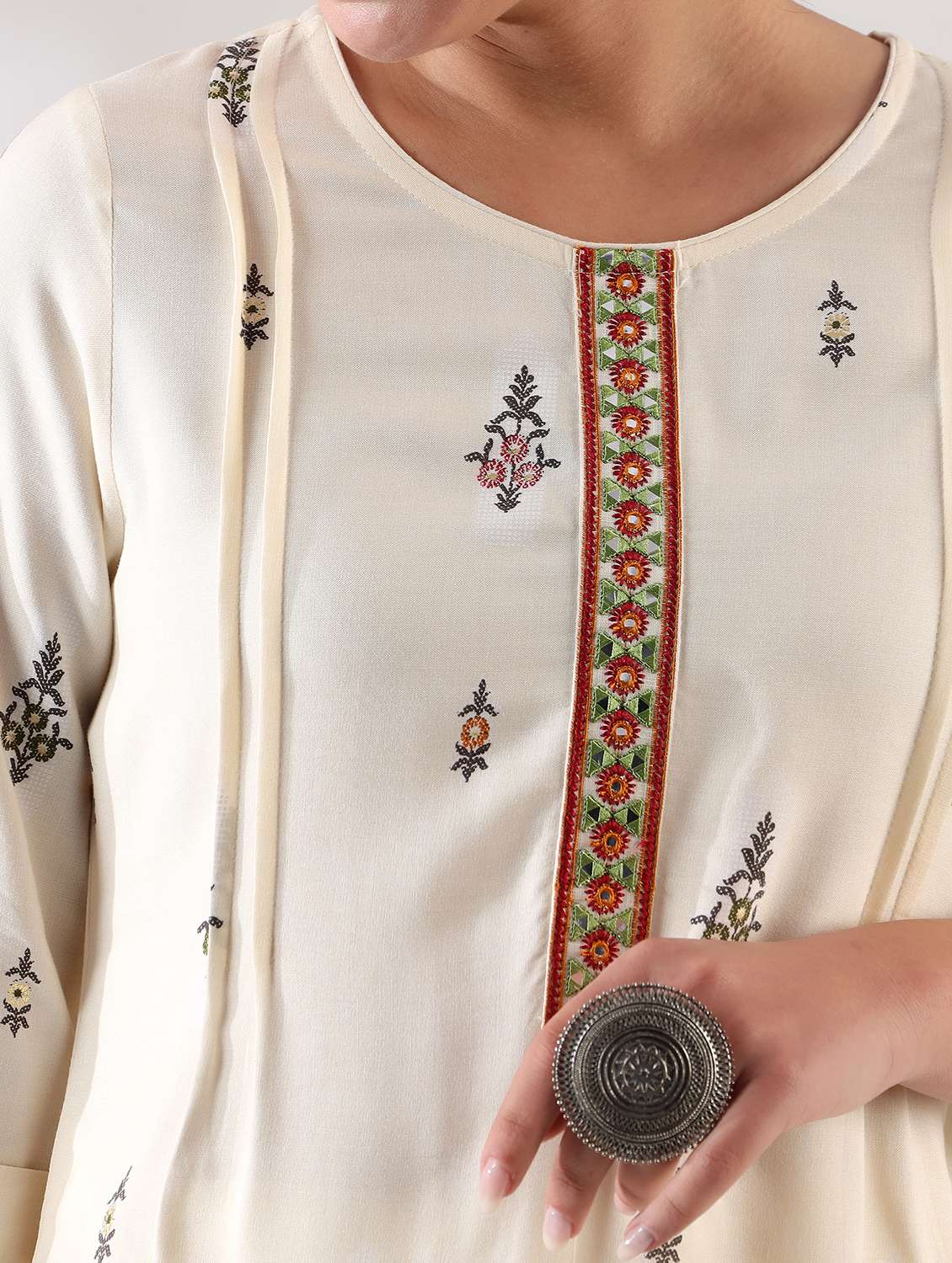 women printed three quarter sleeve ethnic co-ord set - 22398110 -  Standard Image - 1