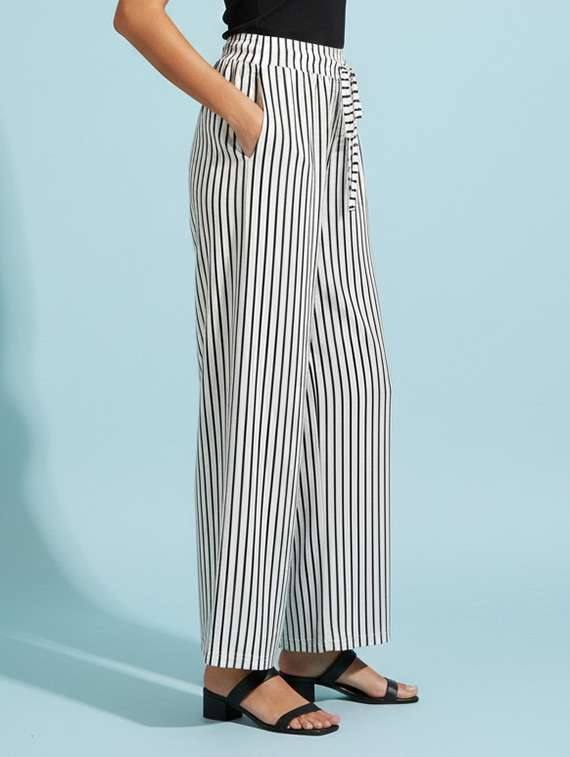 women striped high rise flared palazzo - 22398127 -  Standard Image - 1