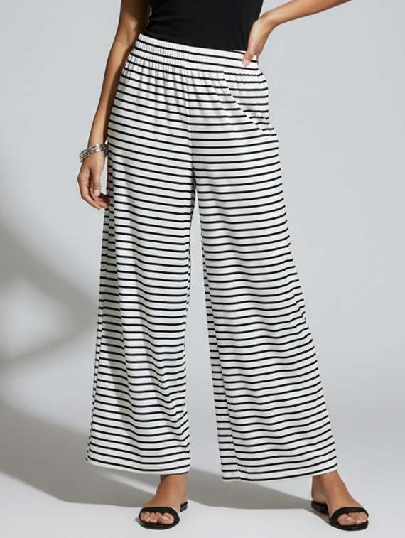 women striped high rise flared palazzo
