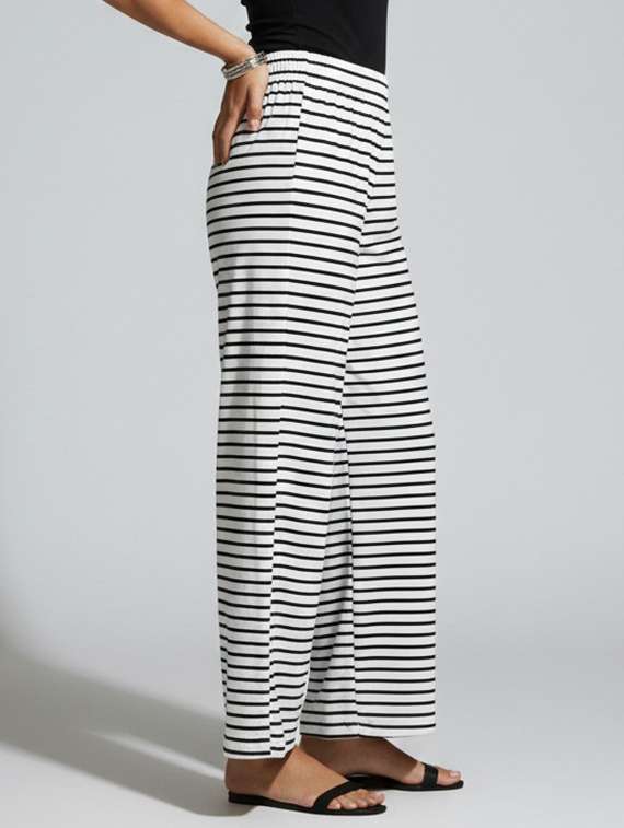 women striped high rise flared palazzo - 22398128 -  Standard Image - 1