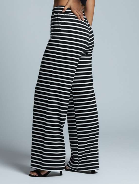 women striped high rise flared palazzo - 22398129 -  Standard Image - 1