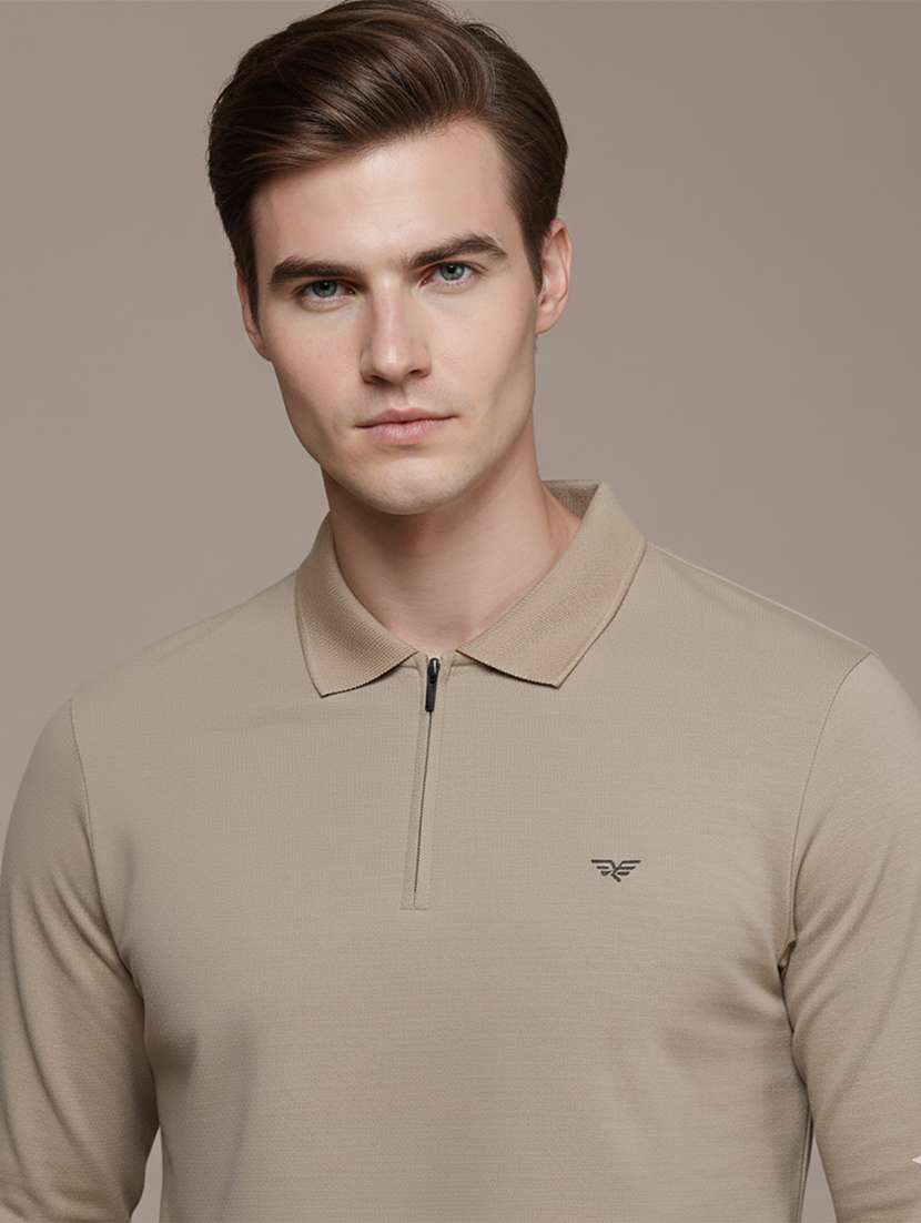 men solid long sleeve regular fit polo t-shirt - 22398901 -  Standard Image - 1