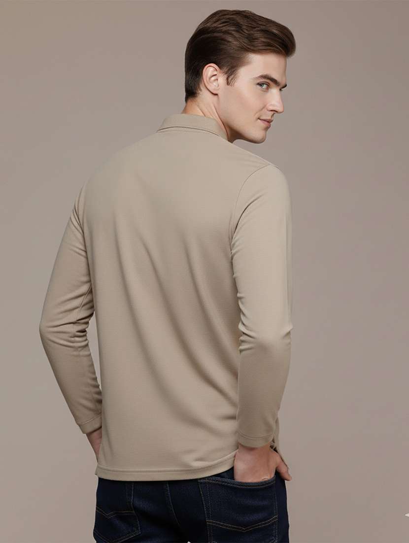 men solid long sleeve regular fit polo t-shirt - 22398901 -  Standard Image - 4