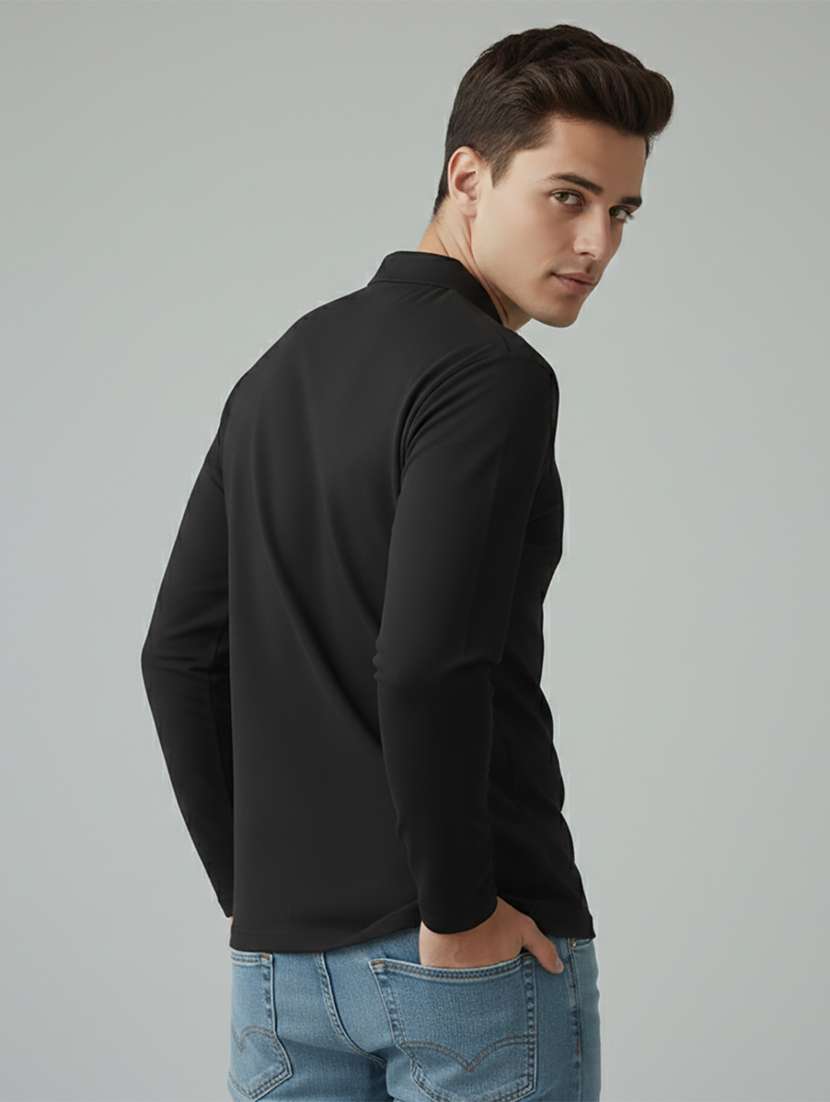 men solid long sleeve regular fit polo t-shirt - 22398902 -  Standard Image - 4