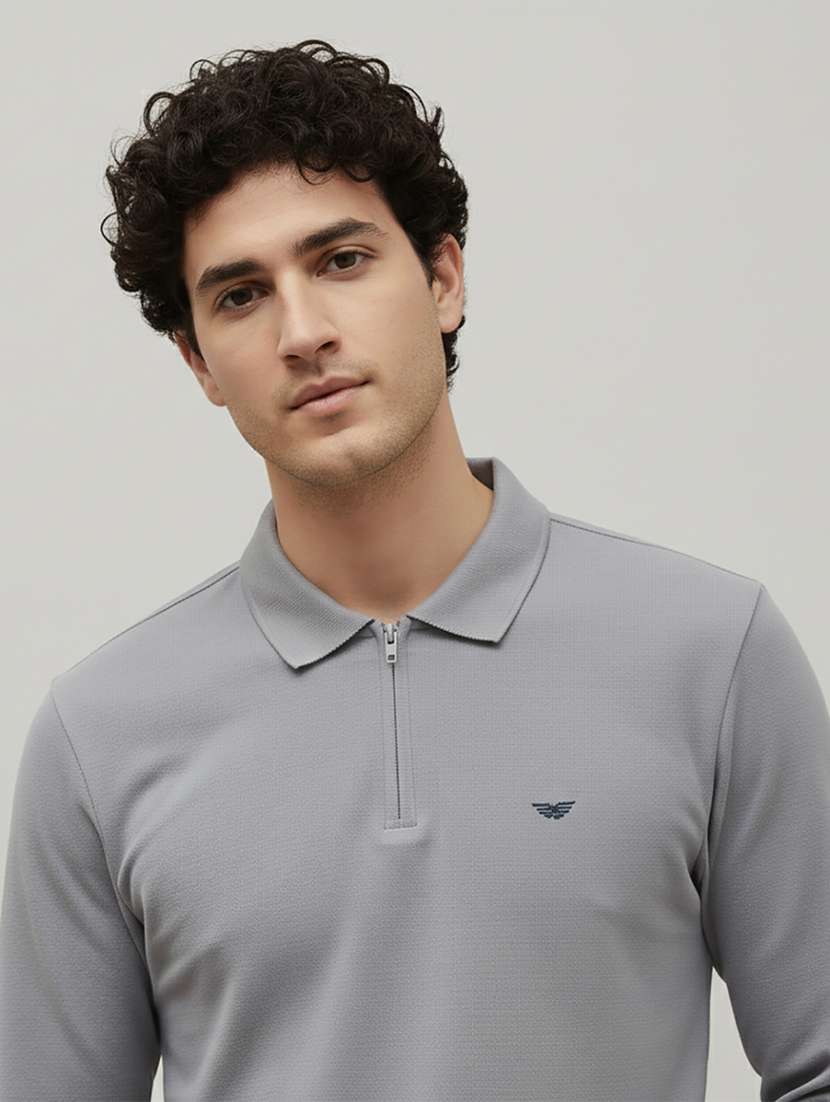 men solid long sleeve regular fit polo t-shirt - 22398903 -  Standard Image - 1