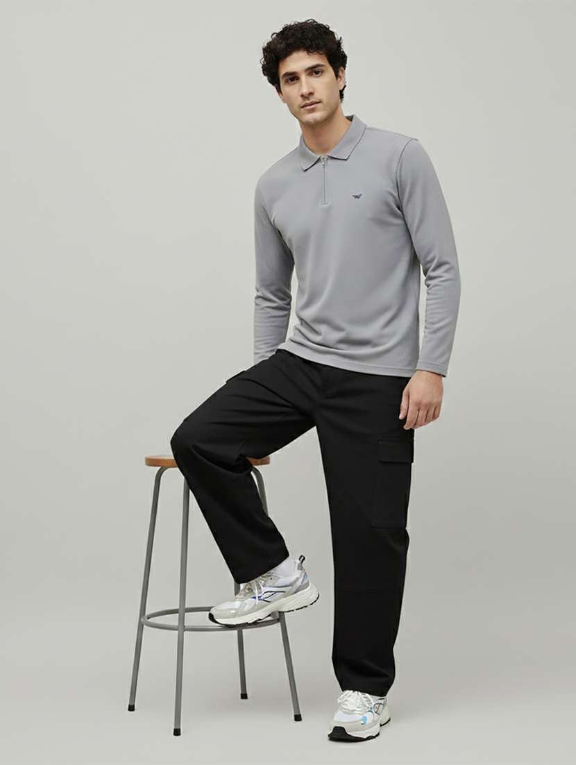 men solid long sleeve regular fit polo t-shirt - 22398903 -  Standard Image - 4