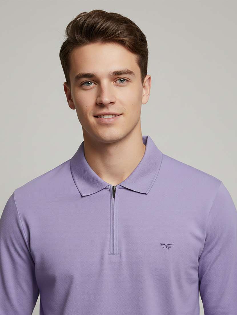 men solid long sleeve regular fit polo t-shirt - 22398904 -  Standard Image - 1