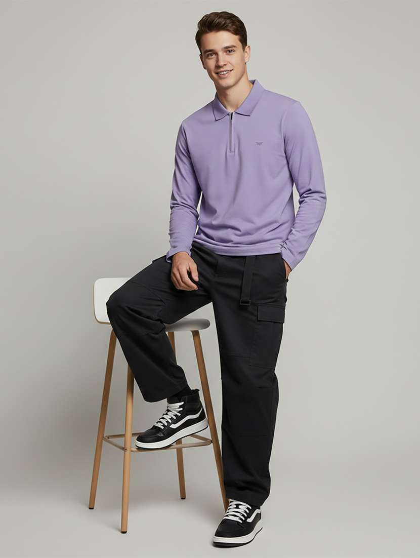 men solid long sleeve regular fit polo t-shirt - 22398904 -  Standard Image - 4