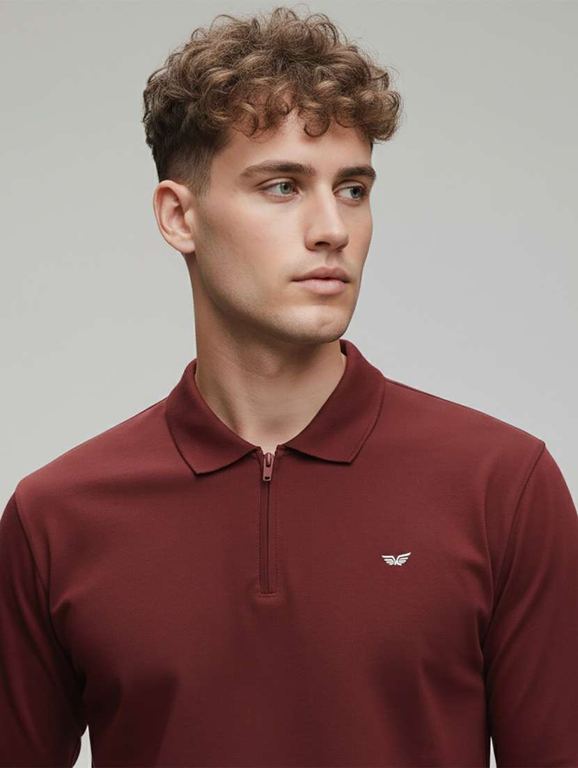 men solid long sleeve regular fit polo t-shirt - 22398905 -  Standard Image - 1