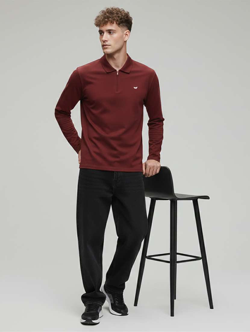 men solid long sleeve regular fit polo t-shirt - 22398905 -  Standard Image - 4