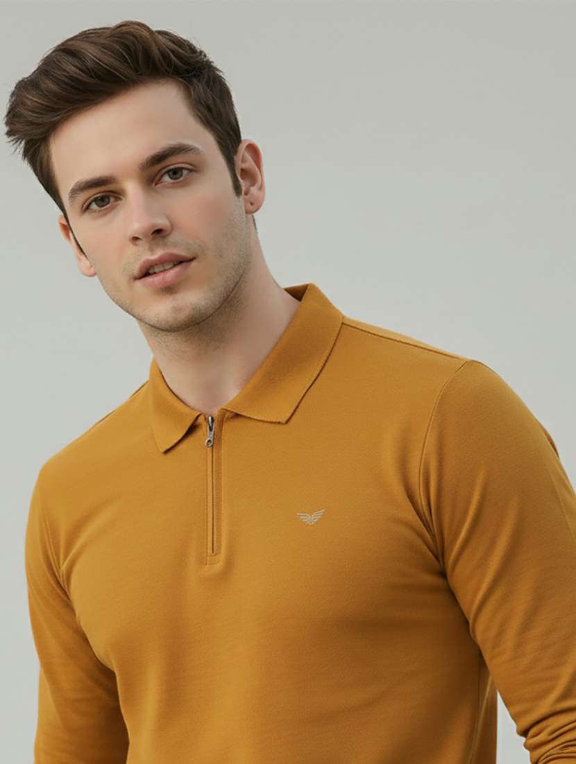 men solid long sleeve regular fit polo t-shirt - 22398906 -  Standard Image - 1