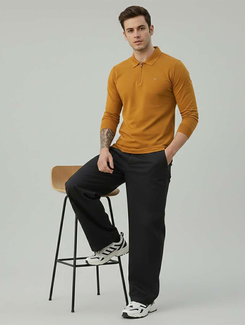 men solid long sleeve regular fit polo t-shirt - 22398906 -  Standard Image - 4