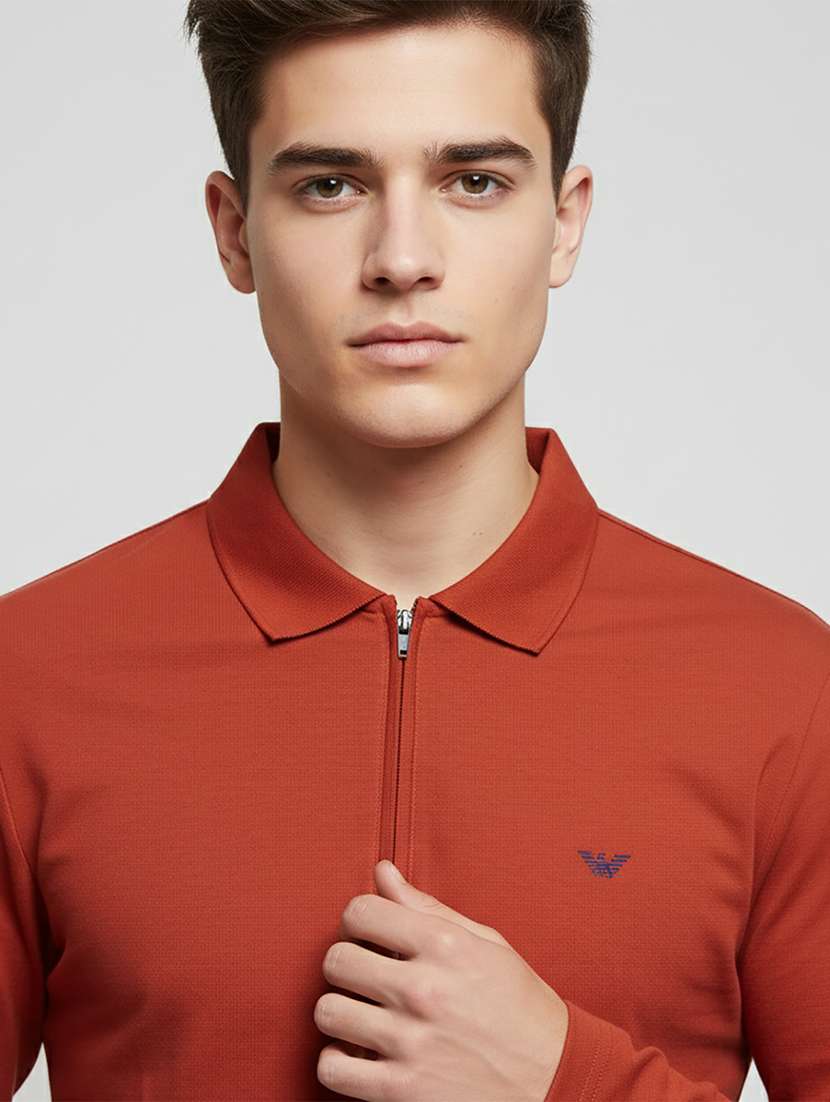 men solid long sleeve regular fit polo t-shirt - 22398909 -  Standard Image - 1