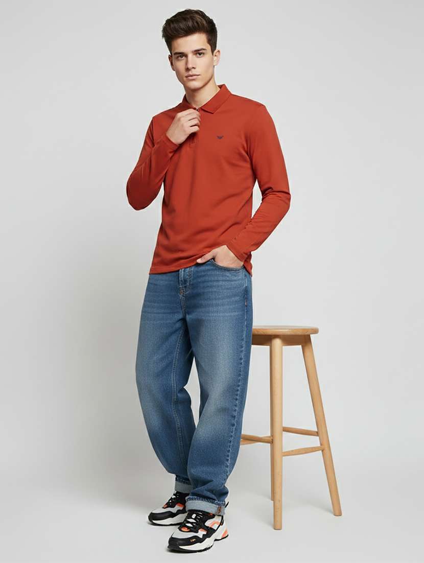 men solid long sleeve regular fit polo t-shirt - 22398909 -  Standard Image - 4