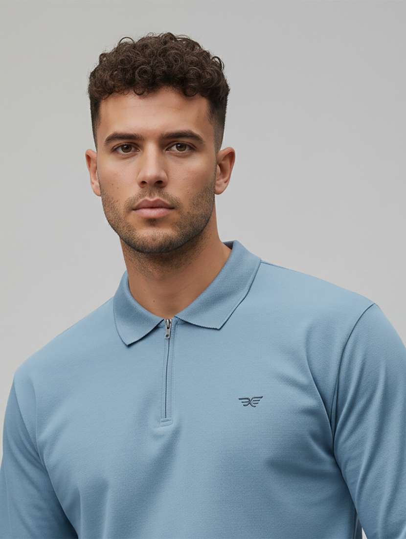 men solid long sleeve regular fit polo t-shirt - 22398911 -  Standard Image - 1