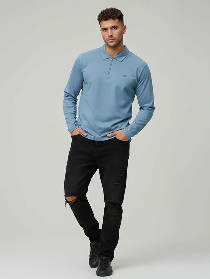 men solid long sleeve regular fit polo t-shirt - 22398911 -  Standard Image - 4