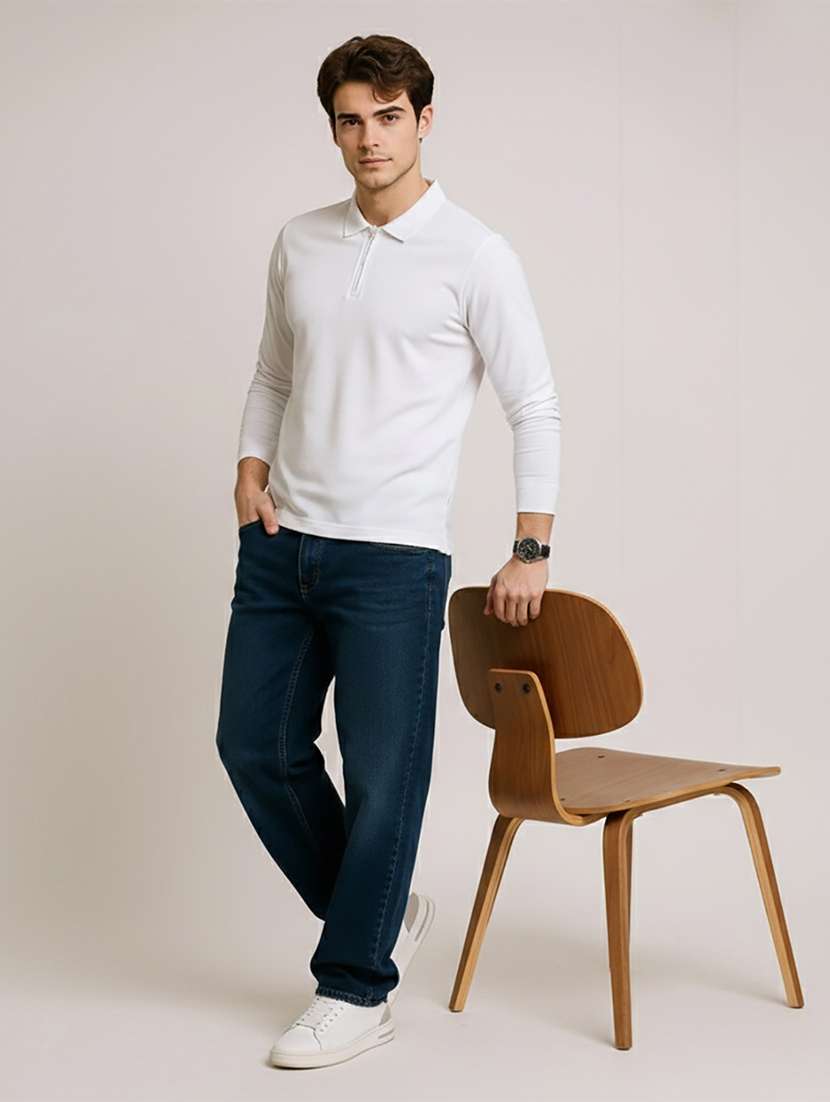 men solid long sleeve regular fit polo t-shirt - 22398913 -  Standard Image - 4
