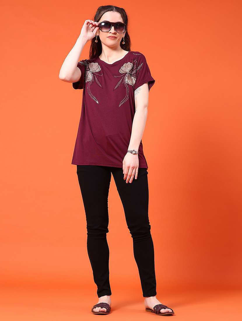 women embellished short sleeve t-shirt - 22399071 -  Standard Image - 4