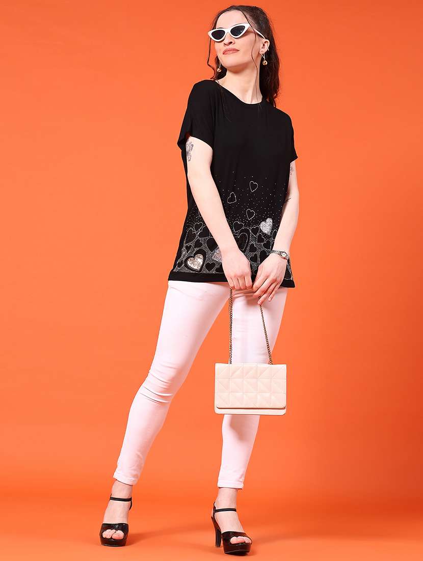 women embellished short sleeve t-shirt - 22399074 -  Standard Image - 4
