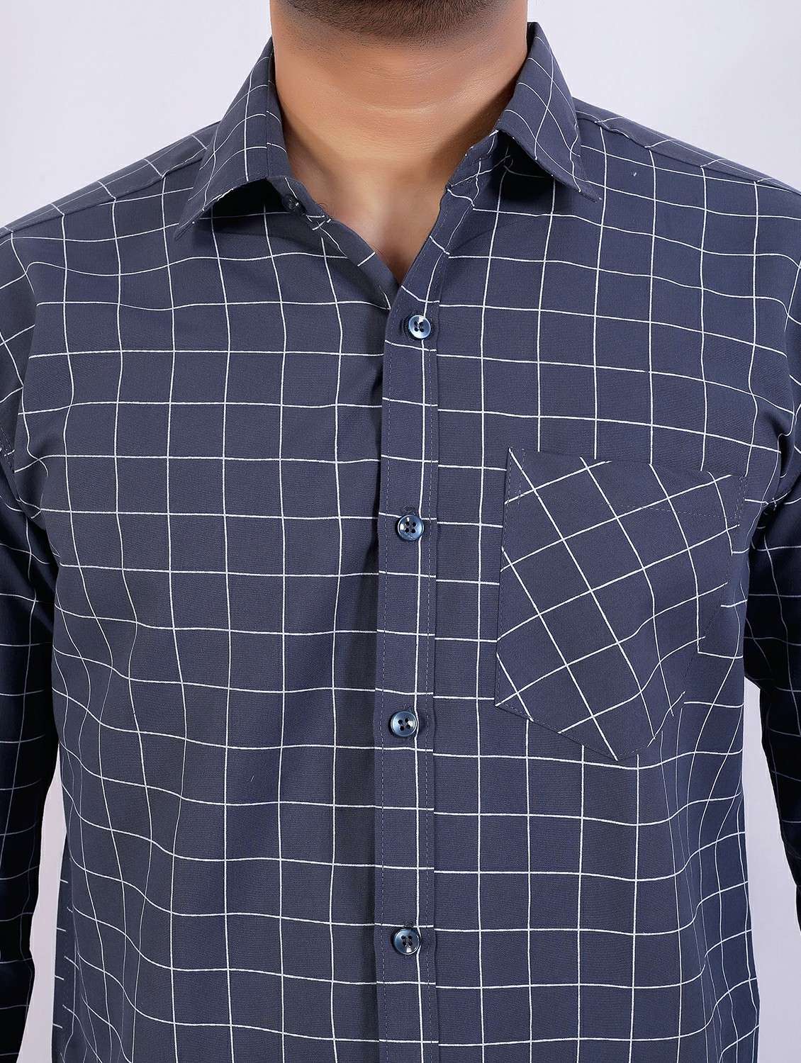 men checkered long sleeve regular fit casual shirt - 22399105 -  Standard Image - 1