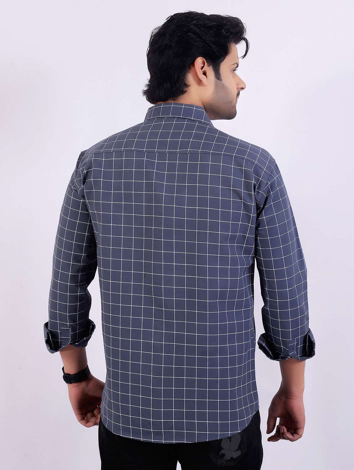 men checkered long sleeve regular fit casual shirt - 22399105 -  Standard Image - 4
