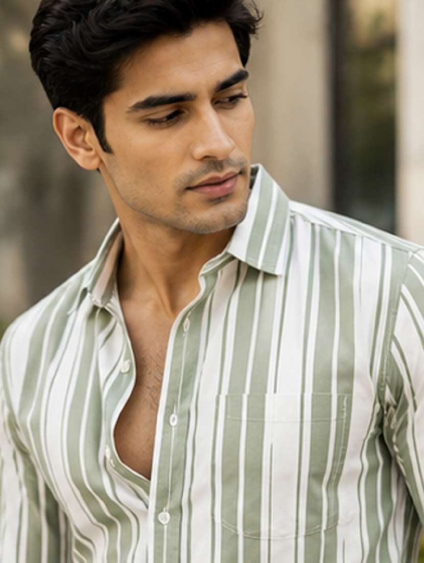 men striped long sleeve regular fit casual shirt - 22399107 -  Standard Image - 1