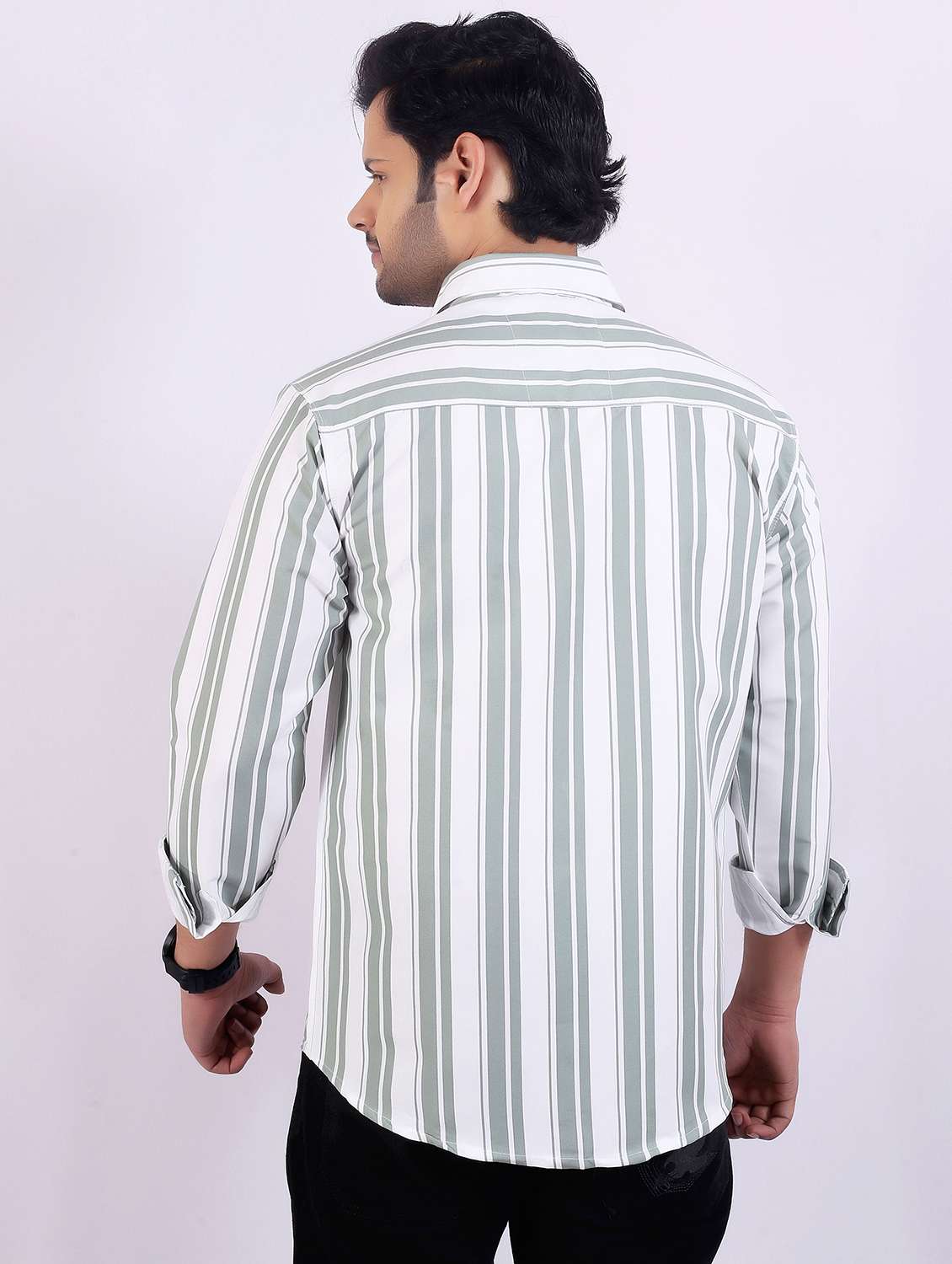 men striped long sleeve regular fit casual shirt - 22399107 -  Standard Image - 4