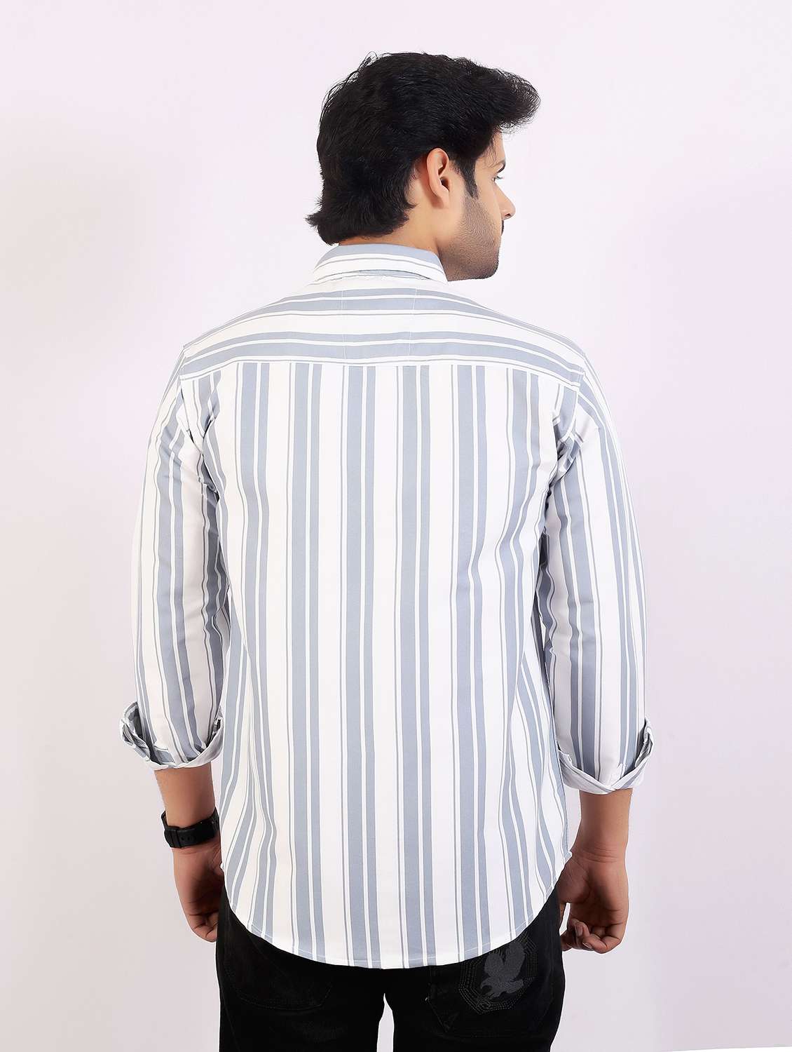 men striped long sleeve regular fit casual shirt - 22399108 -  Standard Image - 4