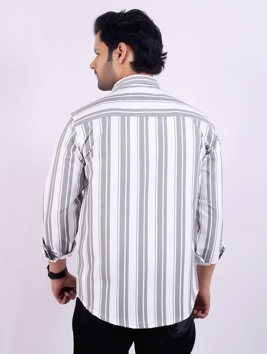men striped long sleeve regular fit casual shirt - 22399110 -  Standard Image - 4
