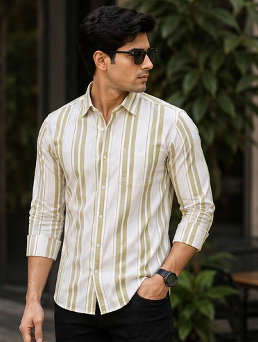 men striped long sleeve regular fit casual shirt - 22399113 -  Standard Image - 1