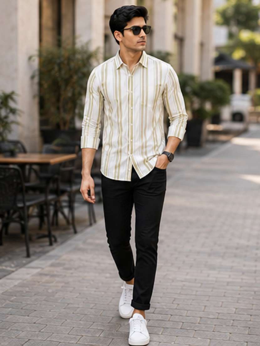 men striped long sleeve regular fit casual shirt - 22399113 -  Standard Image - 4