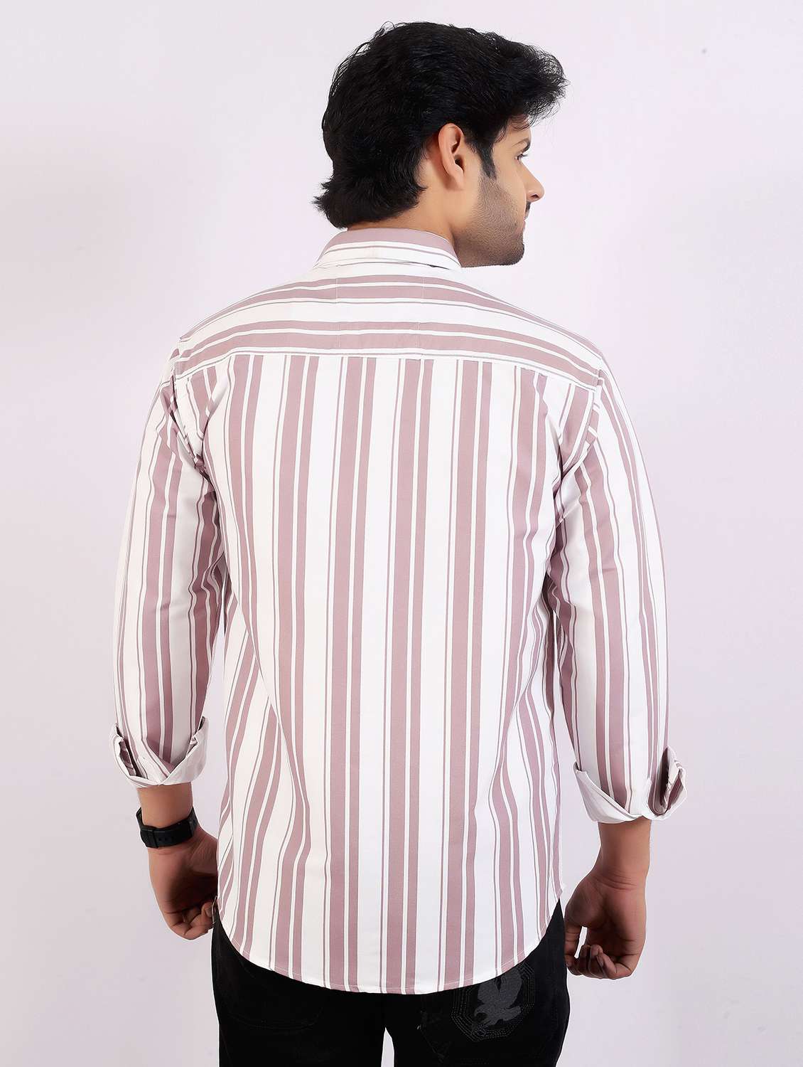 men striped long sleeve regular fit casual shirt - 22399114 -  Standard Image - 4
