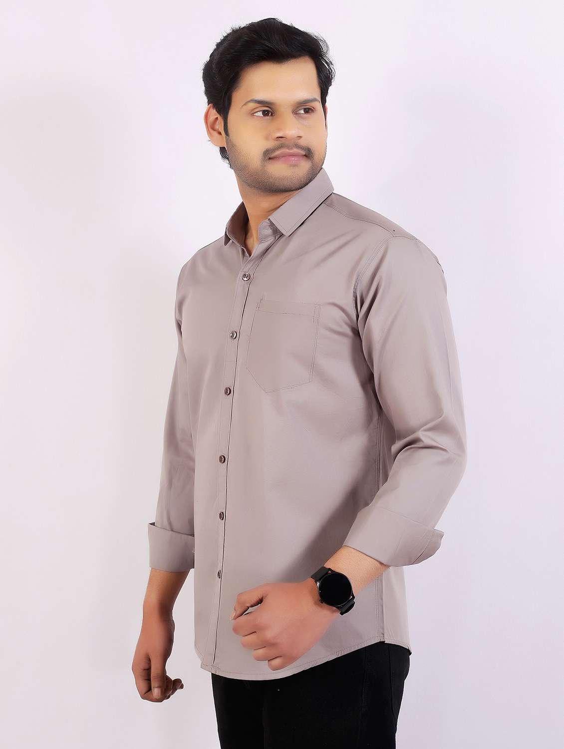 men solid long sleeve regular fit casual shirt - 22399122 -  Standard Image - 4