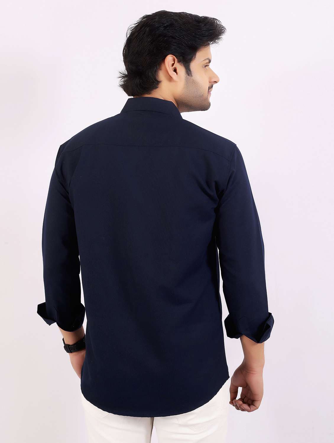 men solid long sleeve regular fit casual shirt - 22399123 -  Standard Image - 4