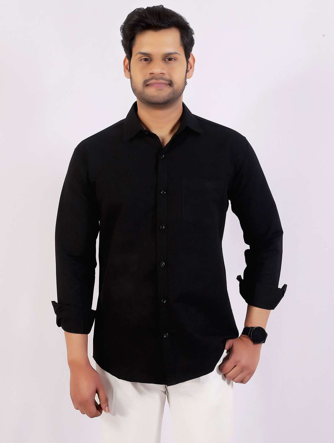 men solid long sleeve regular fit casual shirt