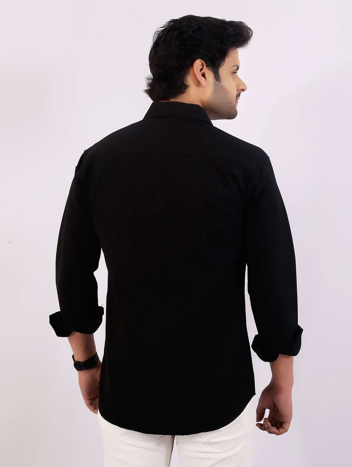 men solid long sleeve regular fit casual shirt - 22399125 -  Standard Image - 4
